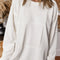 White Solid Color Patchwork Drop Shoulder Baggy Sweatshirt