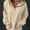 Smoke Gray Zip-up Stand Neck Kangaroo Pocket Sweatshirt