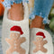 White Christmas Gingerbread Man Plush Home Slippers