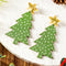 Green Polka Dot Print Christmas Dangle Earrings