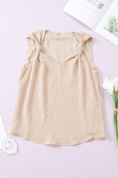 Apricot V Neck Knotted Shoulder Vest