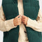 Jungle Green Corduroy Stand Neck Zipped Puffer Vest