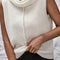 White Central Seam Cowl Neck Sweater Vest