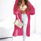 Rose Side Pockets Bubble Sleeve Knitted Cardigan