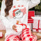 Multicolor Christmas Claus Graphic Top Plaid Pants Lounge Set