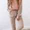 Fiery Red Corded 2pcs Colorblock Pullover and Pants Outfit