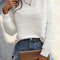 White Wavy Texture Drop Shoulder Long Sleeve Top