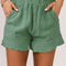 Green High Waist Pocketed Ruffle Shorts