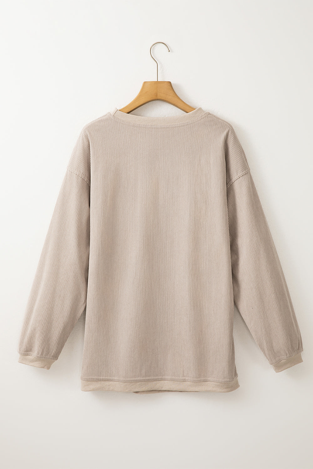 Smoke Gray Ribbed Corduroy Oversized Sweatshirt