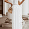 White V Neck High Waist Lace Maxi Dress