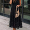 Black Lace Smocked Bodice Sleeveless Midi Dress