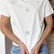 White Flower Applique Round Neck T-shirt