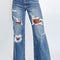 Ashleigh Blue Acid Wash Distressed Wide Leg High Waist Jeans