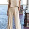 White Raw Hem Loose Tee and Wide Leg Pants Set