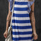 Sky Blue Stripe Contrast Ruffled Sleeve T-shirt Dress