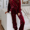 Fiery Red Solid Velvet Two Piece Lounge Set