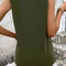 Jungle Green Solid Color Distressed Holes Crew Neck Tank Top