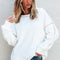 White Contrast Rainbow Trim Drop Shoulder Pullover Sweatshirt