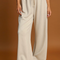 Apricot Loop Drawstring Casual Wide Leg Pants