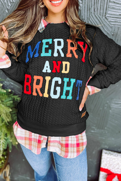 Black Merry And Bright Cable Knit Pullover Sweatshirt