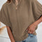 Desert Palm Mock Neck Batwing Short Sleeve Knit Sweater