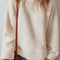 White Solid Fleece High Neck Drop Shoulder Pullover Sweatshirt