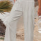 White Smocked Wide Waistband High Waist Wide Leg Pants