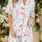 White Christmas Print Short Sleeve Shirt and Shorts Pajama Set