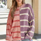 Pink Stripe Colorblock Oversized Sweater