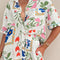 Ricrac Trim Floral Short Sleeve Shirt and Shorts Outfit