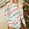 White Christmas HOHOHO Print Drop Shoulder Pullover and Casual Shorts Set