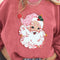 Strawberry Pink Santa Claus Sparkle Corded Crew Neck Sweatshirt