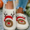 White Christmas Deer Home Indoor Plush Slippers