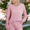 Pink Corded V Neck Slouchy Top Pocketed Shorts Set