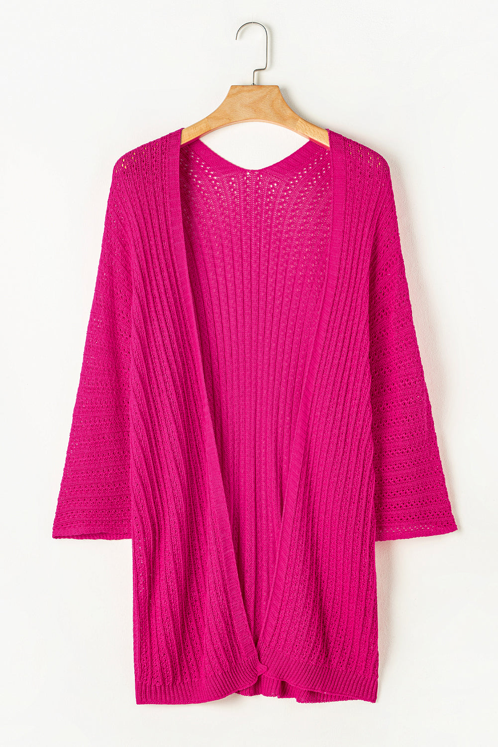 Rose Hollow-out Bracelet Sleeve Knit Cardigan