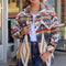 Multicolor Aztec Print Button-Up Oversized Jacket