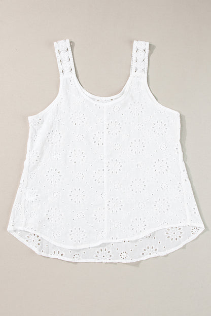 White Eyelet Embroidery Tank Top