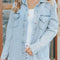 Sky Blue Flap Pocket Buttoned Raw Hem Denim Jacket