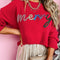 Fiery Red Tinsel Merry Letter Drop Shoulder Baggy Sweater