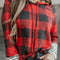 Fiery Red Christmas Plaid Striped Patchwork Drawstring Hoodie