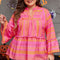 Vitality Orange Plus Size Geometric Printed Bell Sleeve Babydoll Blouse