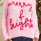 Pink Merry & Bright Pop Up Letter Waffle Knit Sweater