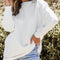 White Cable Textured Long Sleeve Round Neck Top