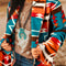 Sky Blue Aztec Printed Lapel Bell Sleeve Jacket