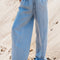 Myosotis Drawstring High Waist Wide Leg Denim Pants