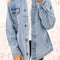 Sky Blue Acid Wash Flap Pocket Boyfriend Shacket