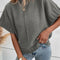 Medium Grey Mock Neck Batwing Short Sleeve Knit Sweater