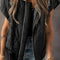 Black Quilted Drawstring Hooded Zip Up Puffer Vest