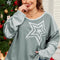 Mist Green Stars Patchwork Round Neck Plus Size T Shirt