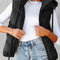 Black Sleek Quilted Puffer Hooded Vest Coat